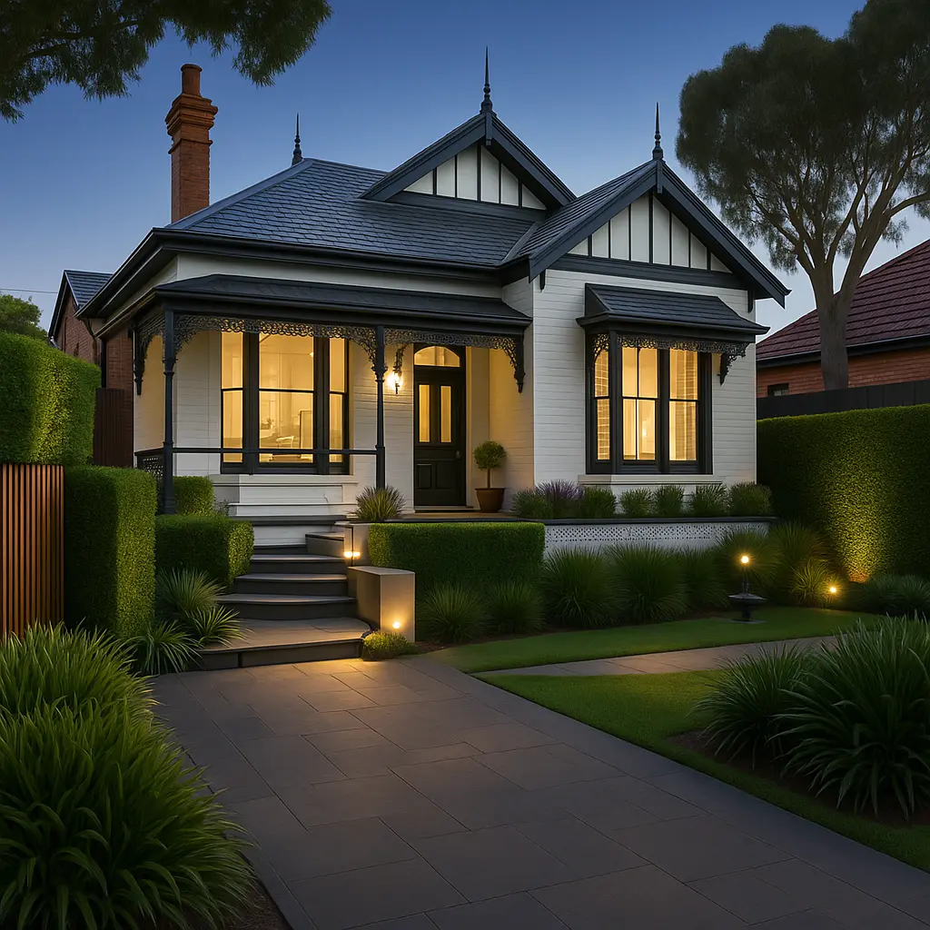 Kew period home with landscaped garden showcasing leafy Boroondara real estate