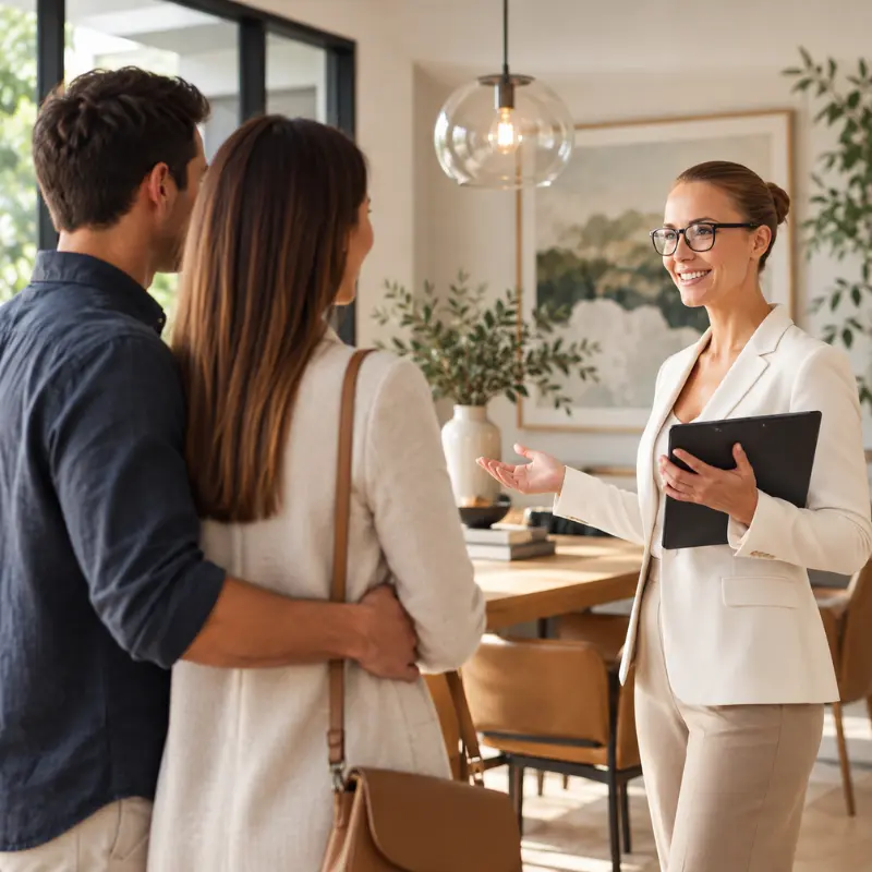 Real estate agent discussing a Hawthorn property sale with homeowners