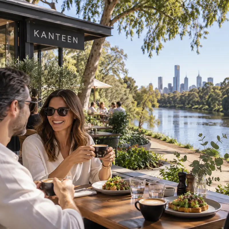 Riverside dining at Kanteen overlooking the Yarra River near Toorak